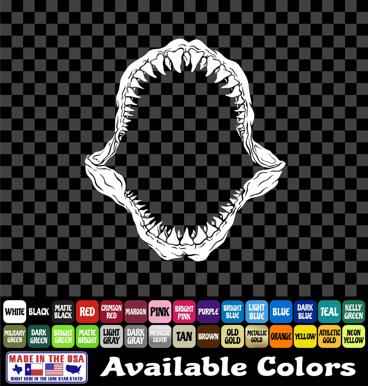 Shark Skeleton Jaws Vinyl Decal – Bite Attack Design