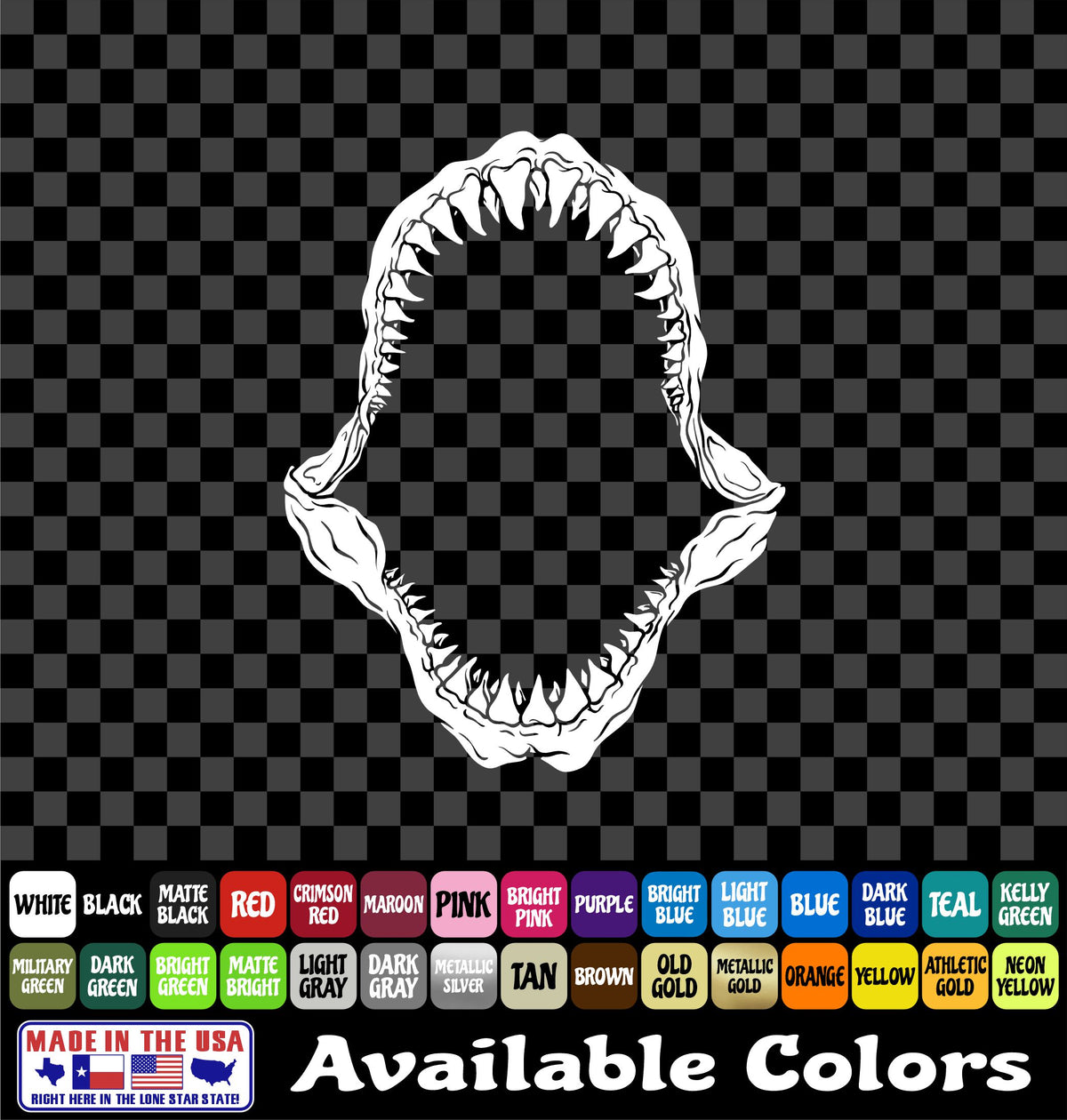Shark Skeleton Jaws Vinyl Decal – Bite Attack Design