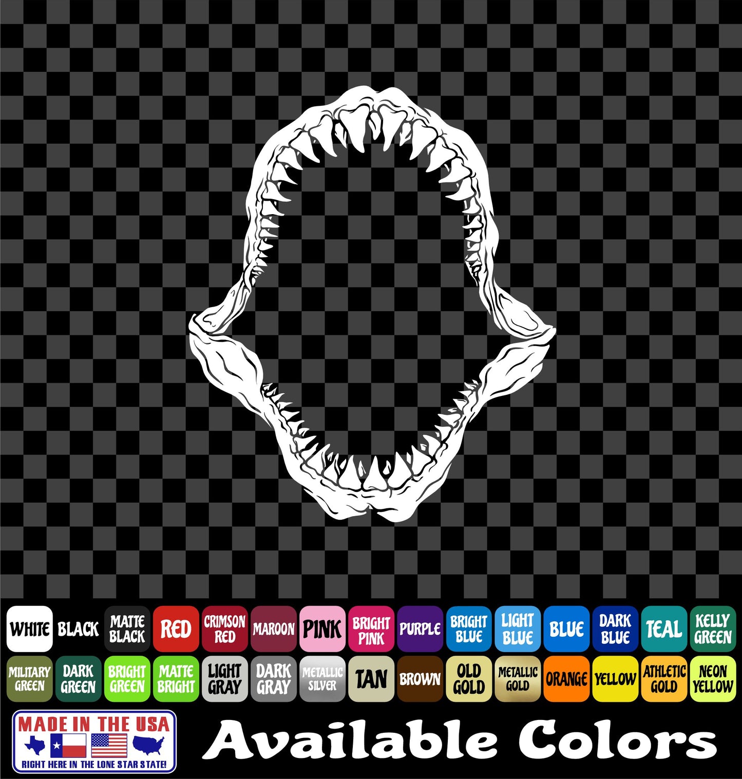 Shark Skeleton Jaws Vinyl Decal – Bite Attack Design