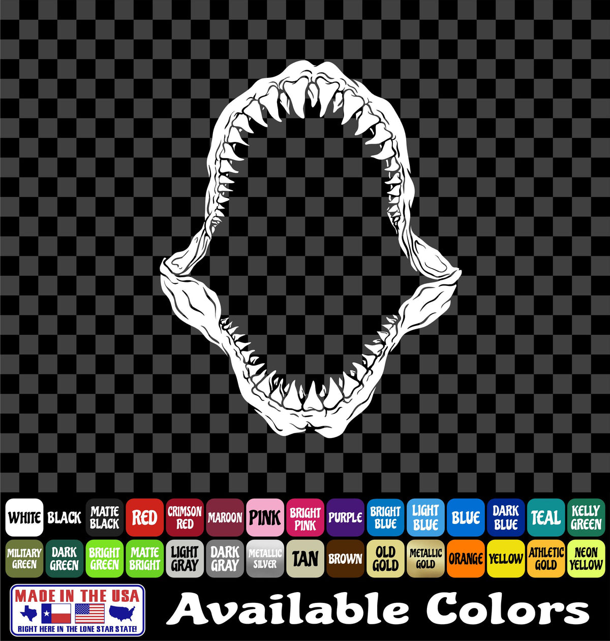 Shark Skeleton Jaws Vinyl Decal – Bite Attack Design