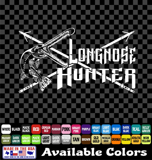 Longnose Gar Hunter Bowfishing Vinyl Decal – Arrow Fishing Sticker