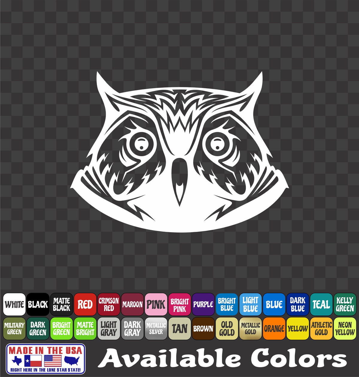 Owl Head Sticker Vinyl Decal Car Truck Van Window