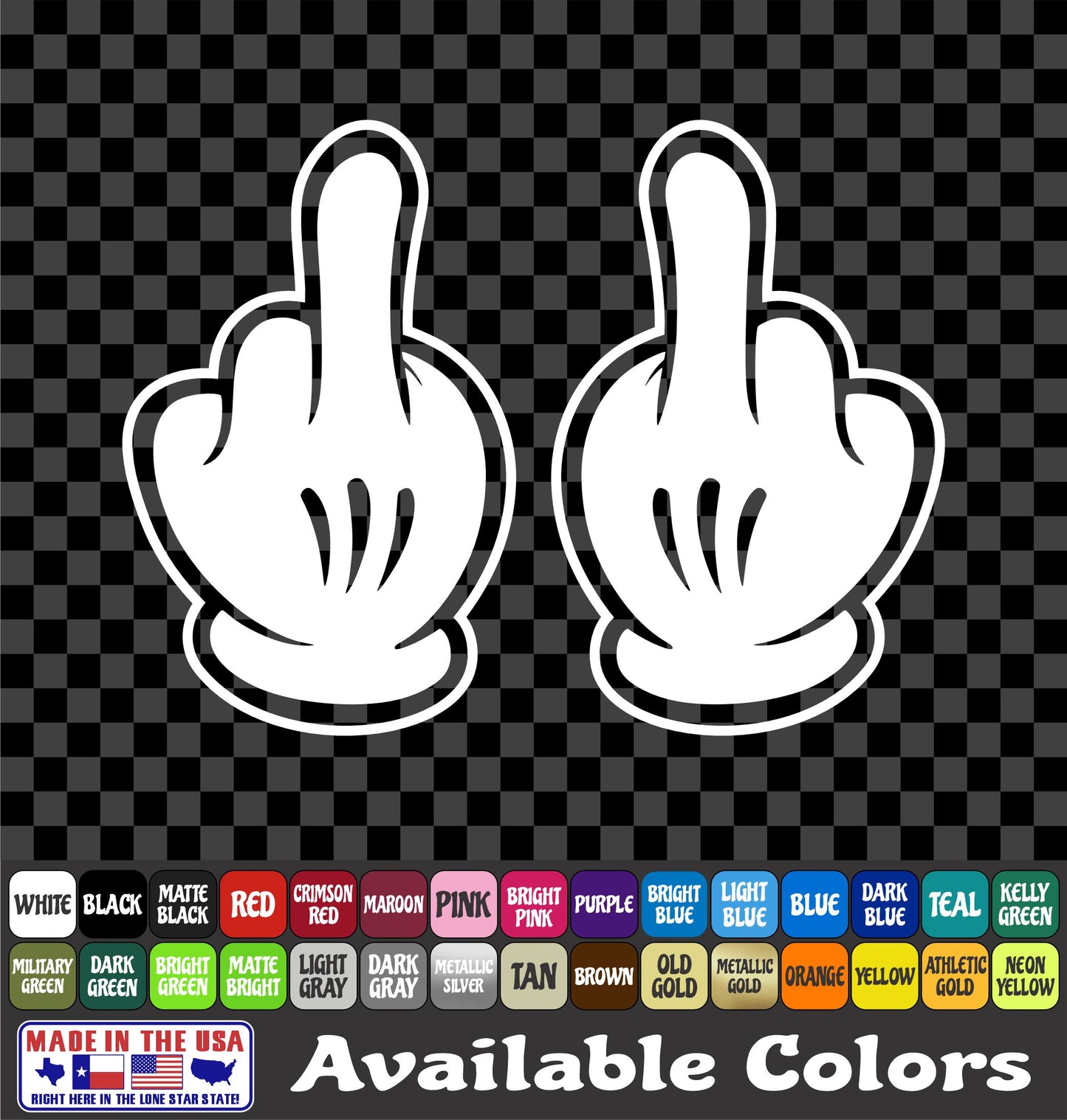Cartoon Mouse Middle Finger Sticker Dope Hand Sign Fun Decal