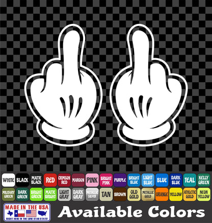 Cartoon Mouse Middle Finger Sticker Dope Hand Sign Fun Decal