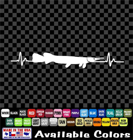 Gar Heartbeat Bowfishing Vinyl Decal – Alligator & Longnose Gar