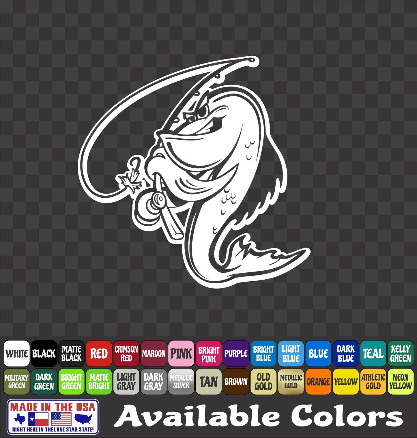 Funny Catfish with Pole Vinyl Sticker