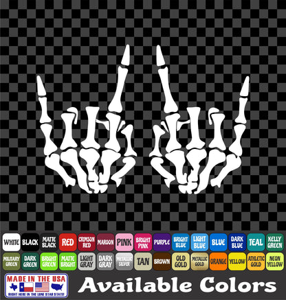 Skeleton Hand Metal Horns Sticker Rock and Roll Skull Decal