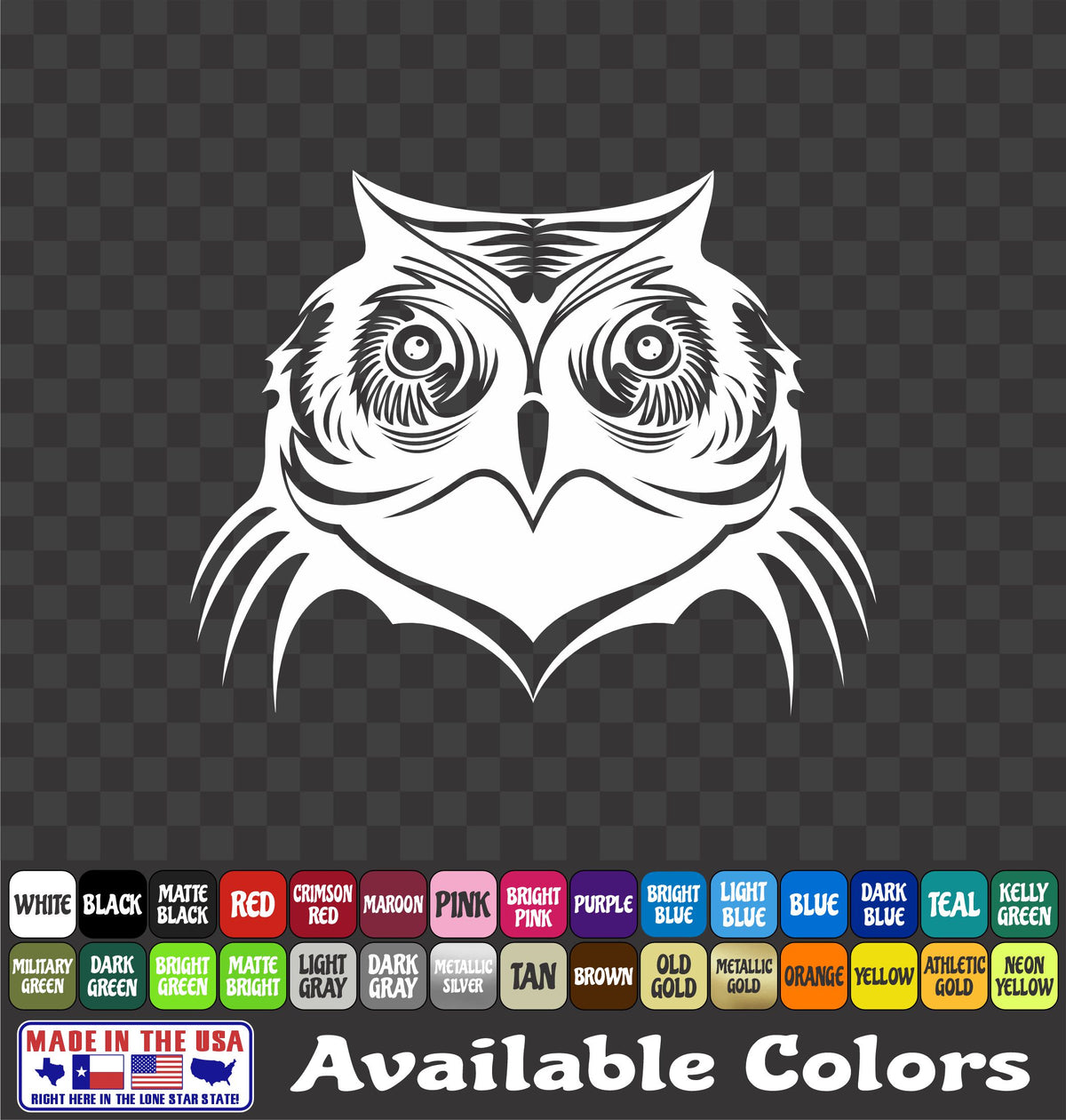 Owl Head Sticker Vinyl Decal Car Truck Van Window