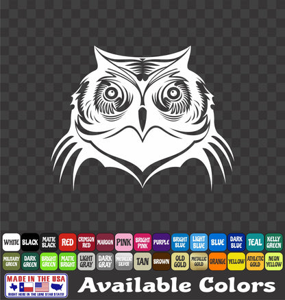 Owl Head Sticker Vinyl Decal Car Truck Van Window
