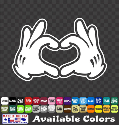 Cartoon Heart Sticker Cute Hands Love Sign Funny Vinyl Decal