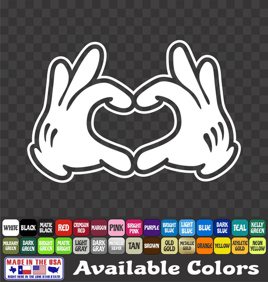 Cartoon Heart Sticker Cute Hands Love Sign Funny Vinyl Decal