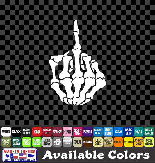 Bone Hand Sticker Skeleton Flip Off Middle Finger Vinyl Decal