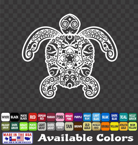 Sea Turtle Curly Swirl Vinyl Decal – Ocean Life