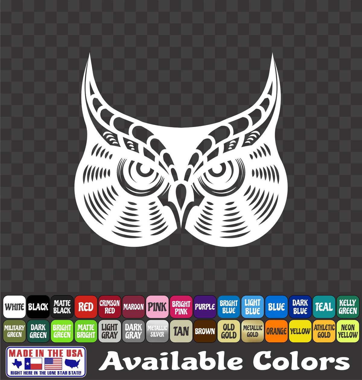 Owl Head Sticker Vinyl Decal Car Truck Van Window
