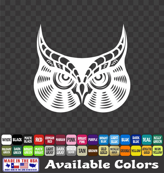 Owl Head Sticker Vinyl Decal Car Truck Van Window