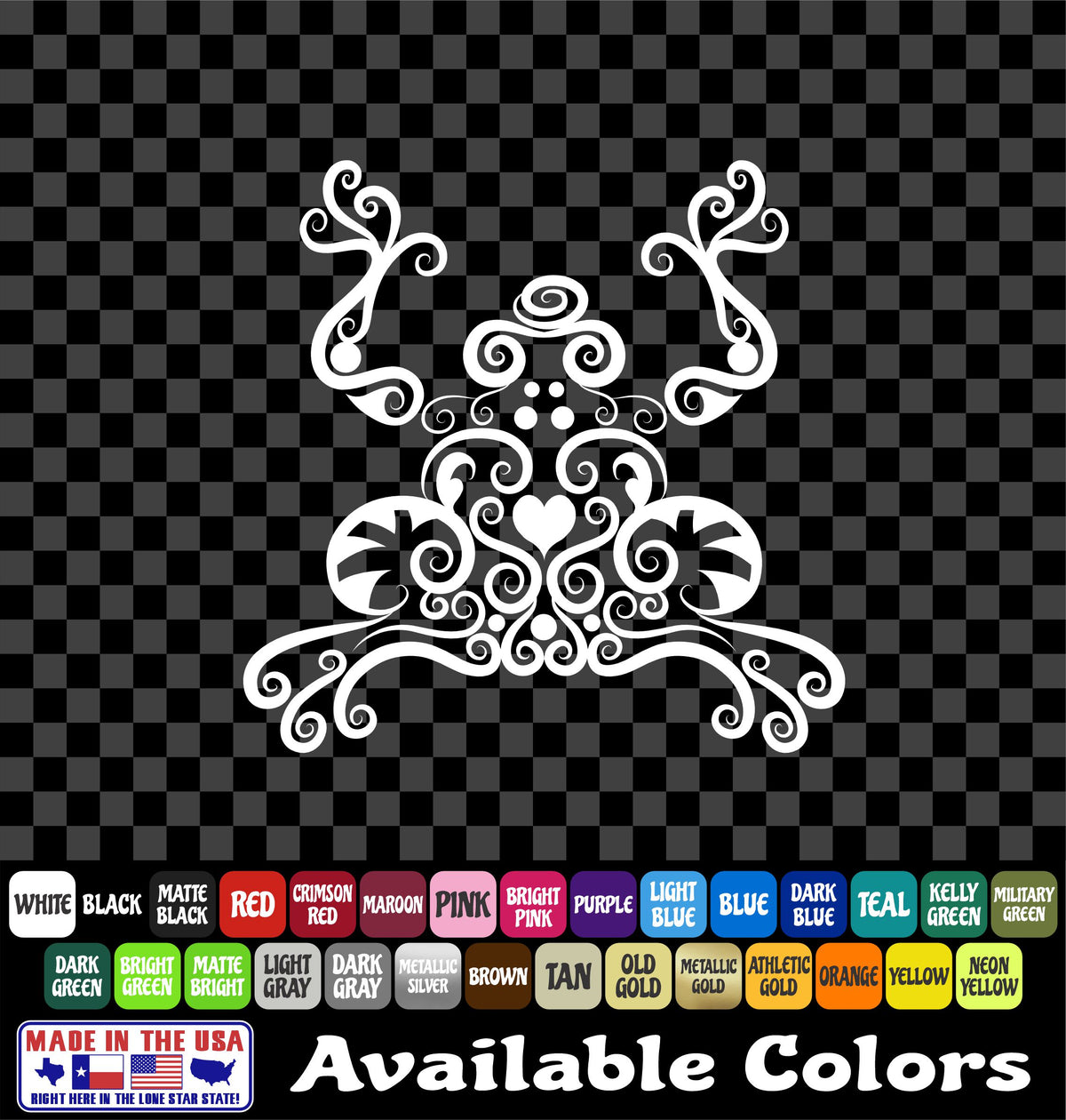Cute Curly Heart Frog Vinyl Decal – Fun Amphibian Sticker