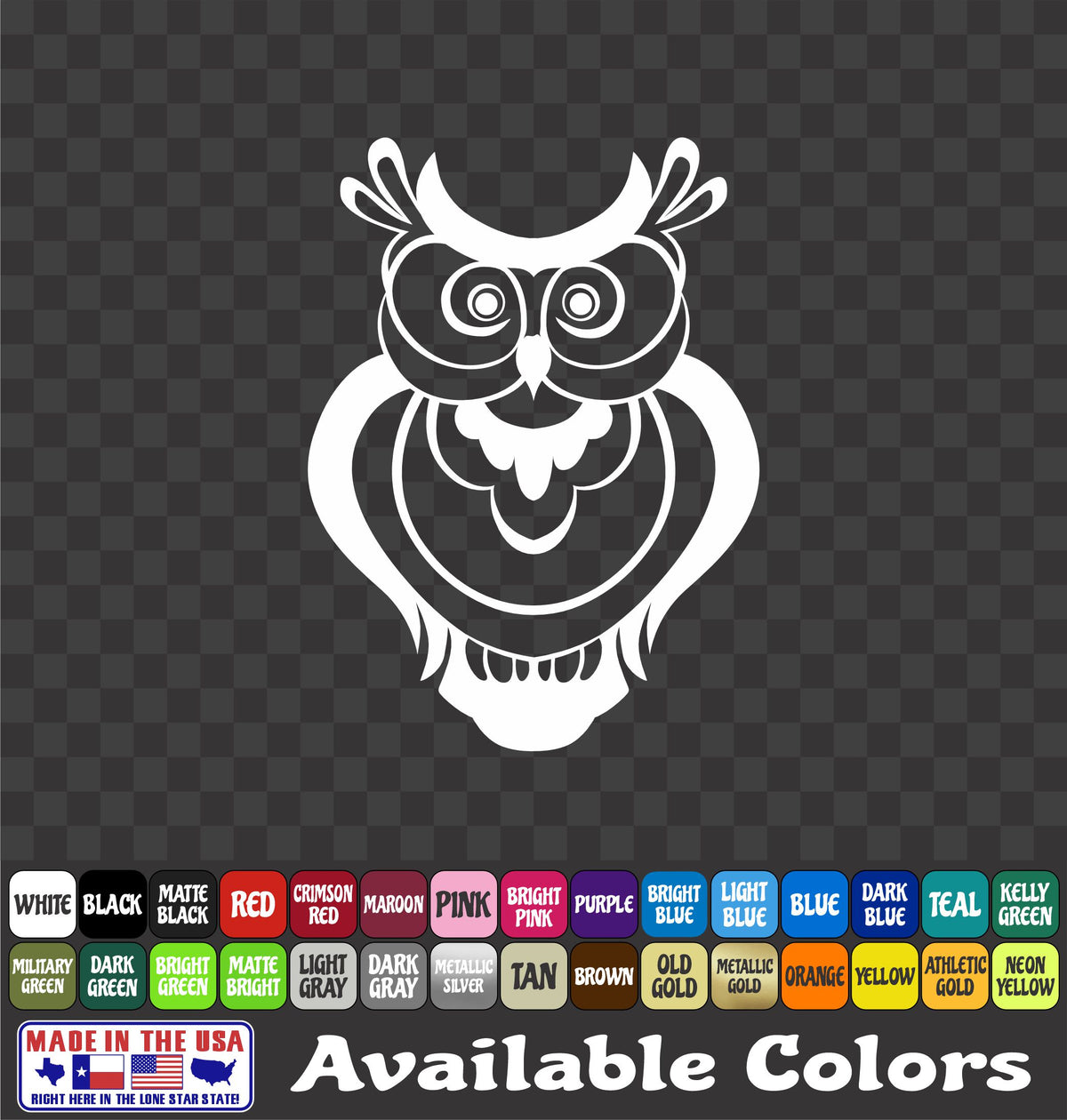 Owl Head Sticker Vinyl Decal Car Truck Van Window