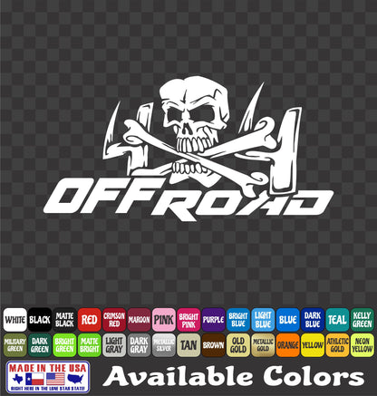 4x4 Offroad Skull Crossbones Sticker Mud ATV Vinyl Truck Window Decal