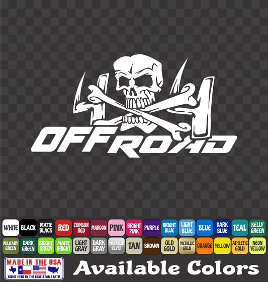 4x4 Offroad Skull Crossbones Sticker Mud ATV Vinyl Truck Window Decal