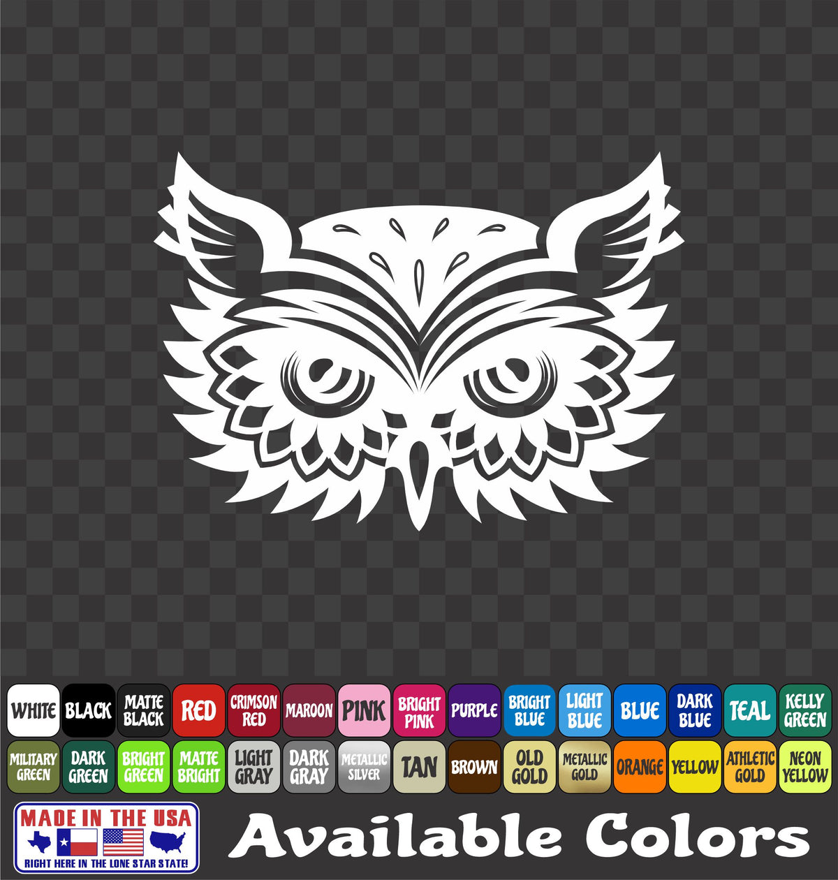 Owl Head Sticker Vinyl Decal Car Truck Van Window