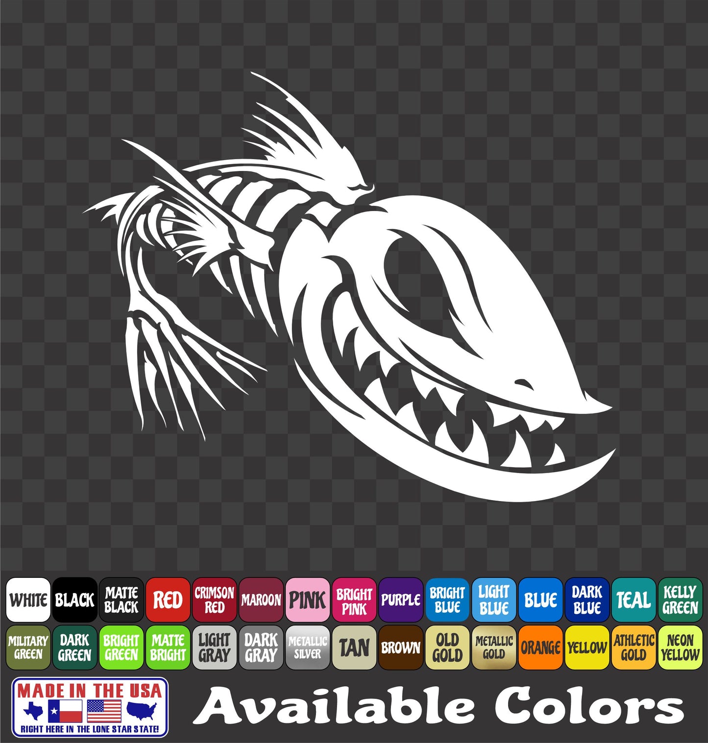 Angry Zombie Fish Skeleton Vinyl Decal – Fishing Skull Sticker