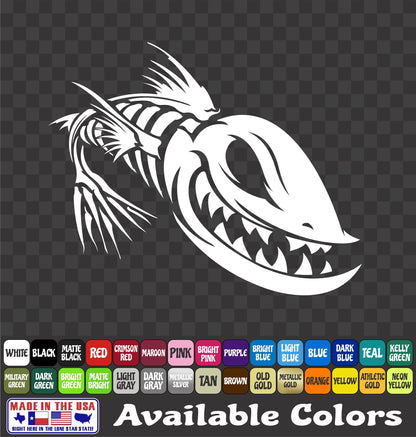 Angry Zombie Fish Skeleton Vinyl Decal – Fishing Skull Sticker