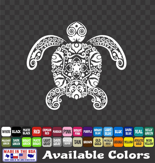 Sea Turtle Curly Swirl Vinyl Decal – Ocean Tortoise Sticker