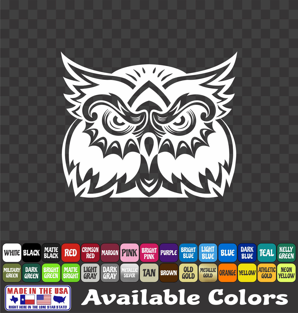 Owl Head Sticker Vinyl Decal Car Truck Van Window