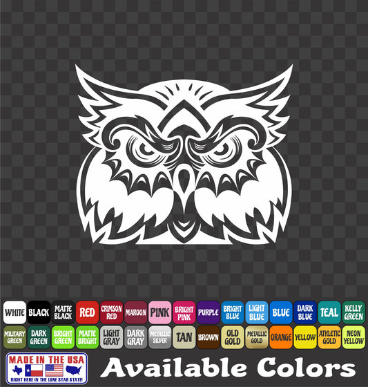 Owl Head Sticker Vinyl Decal Car Truck Van Window