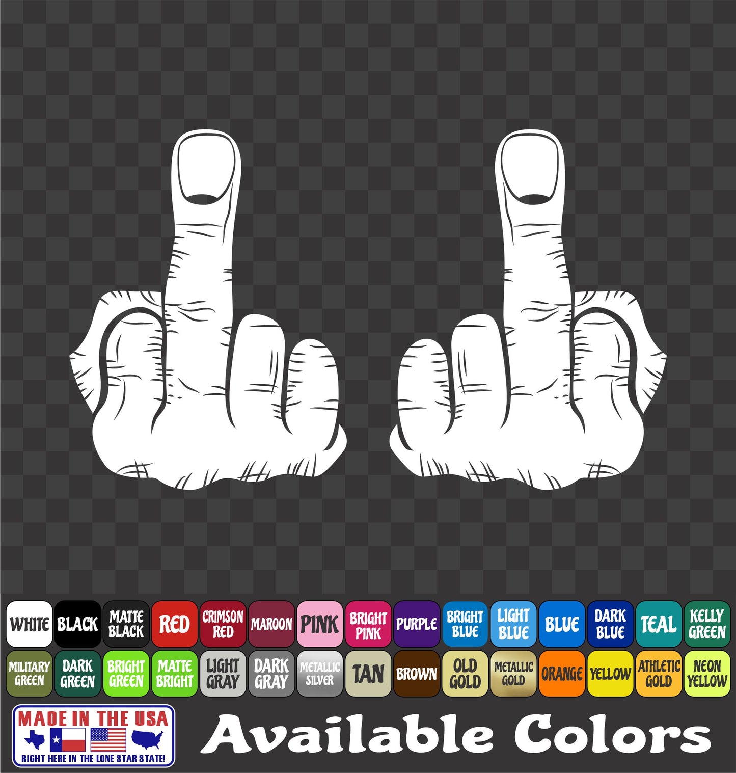 Middle Finger Decal Sticker Flip Off Funny Hand Salute Vinyl Decal