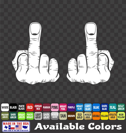 Middle Finger Decal Sticker Flip Off Funny Hand Salute Vinyl Decal