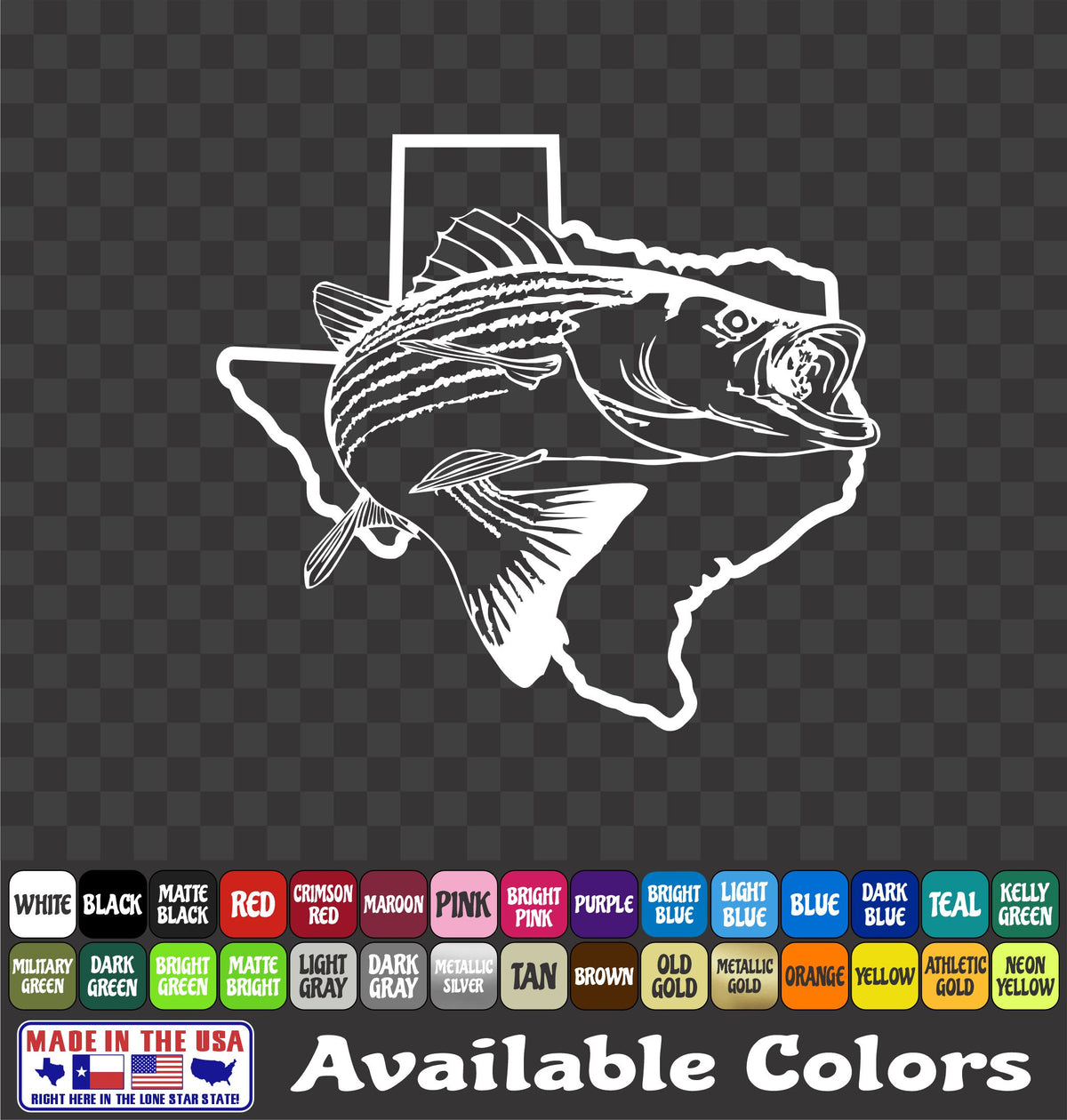 Texas Striped Bass Vinyl Decal – Striper / Rockfish Fishing Sticker
