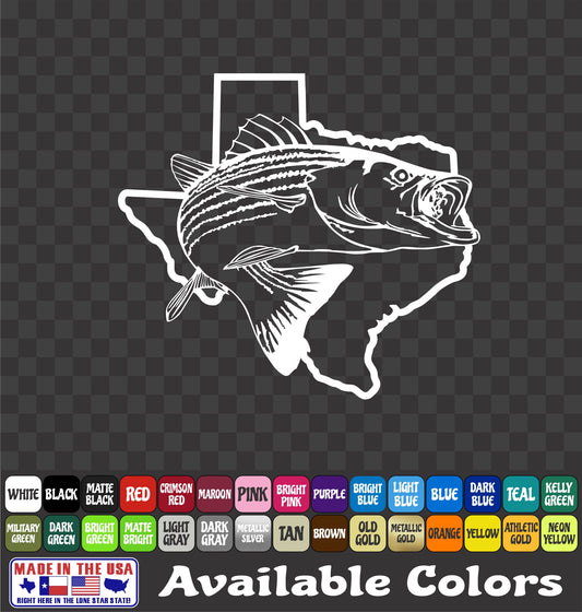 Texas Striped Bass Vinyl Decal – Striper / Rockfish Fishing Sticker
