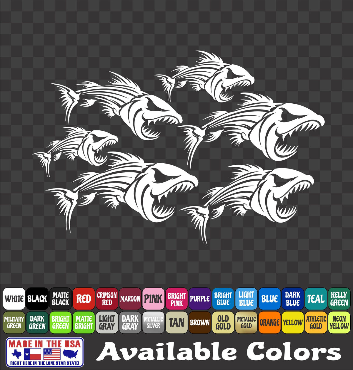 School of Fish Skeleton Vinyl Decal – Zombie Fishing Sticker