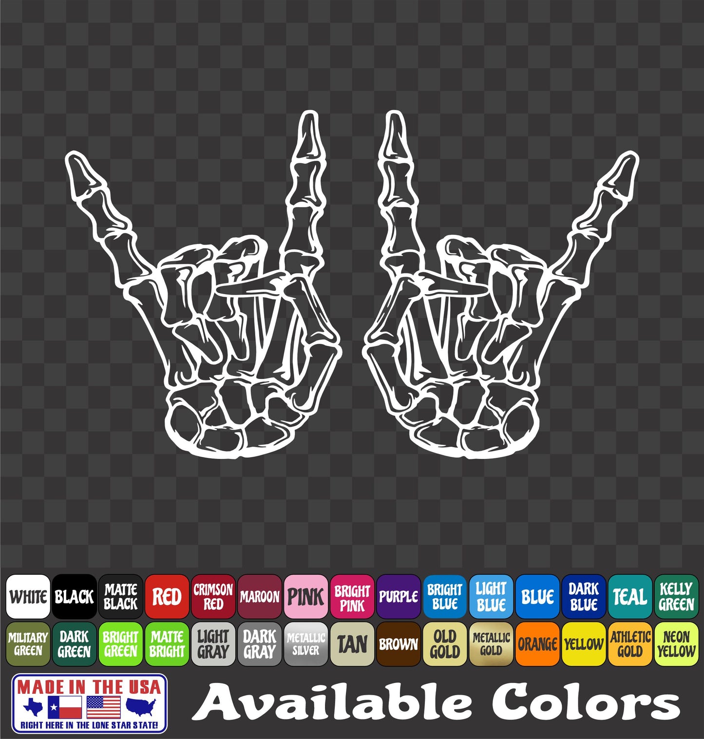 Skeleton Hand Metal Horns Sticker Rock and Roll Skull Decal