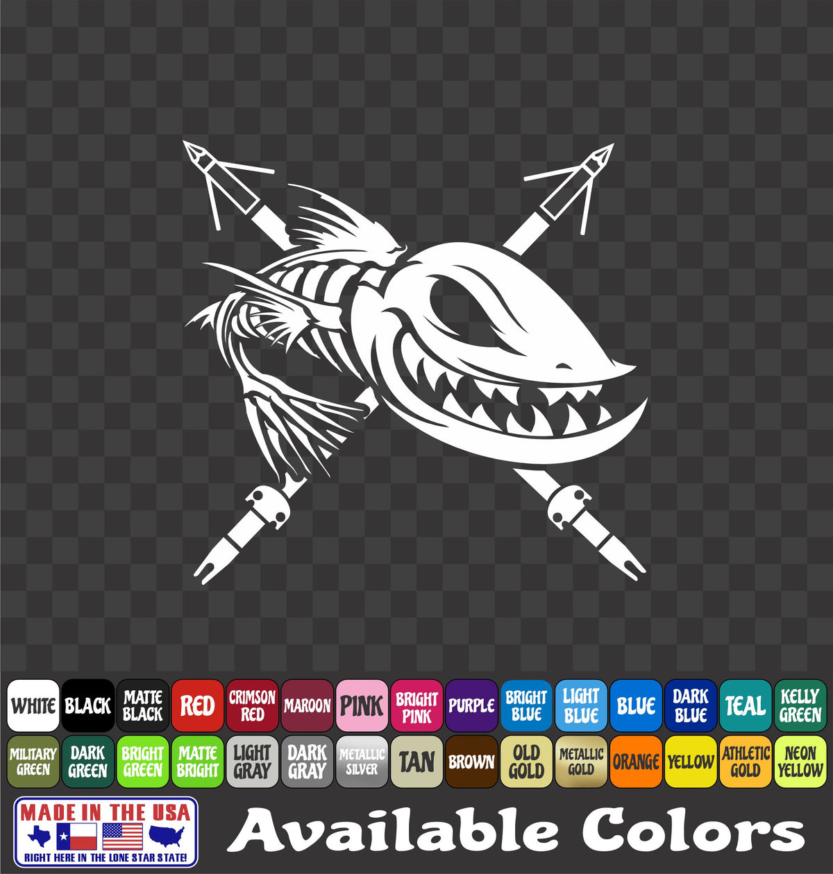 Angry Zombie Fish Skeleton Bowfishing Vinyl Decal