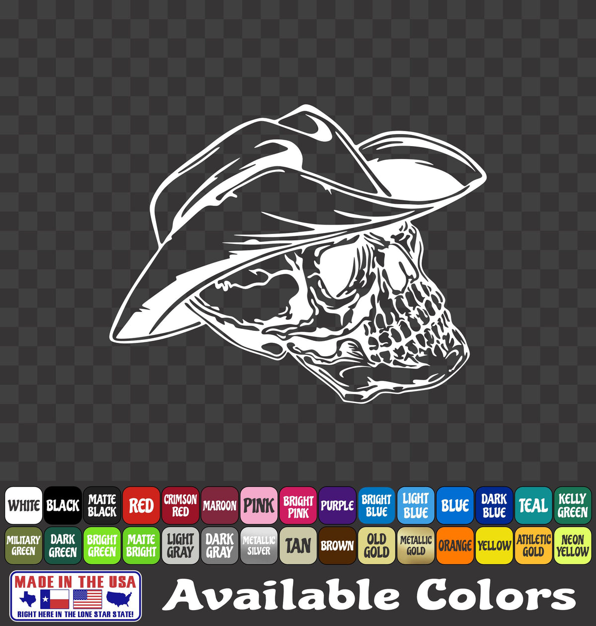 Cowboy Skull Sticker Skeleton Western Hat Vinyl Car Window Decal