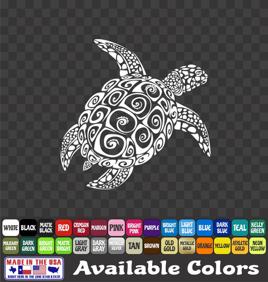Sea Turtle Curly Swirl Vinyl Decal – Ocean Tortoise Sticker