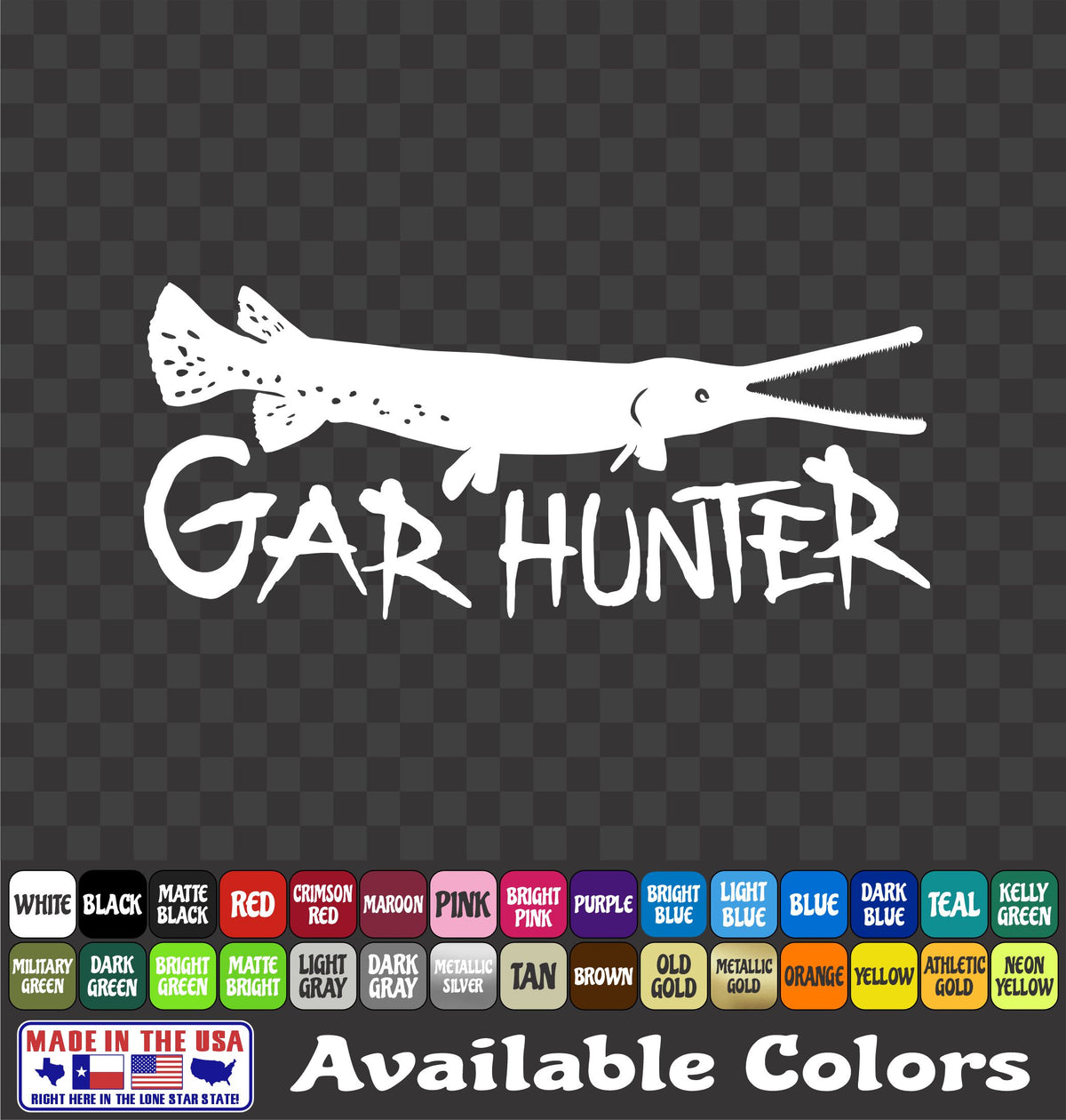 Gar Hunter Bowfishing Vinyl Decal – Alligator Gar & Carp (1 color)