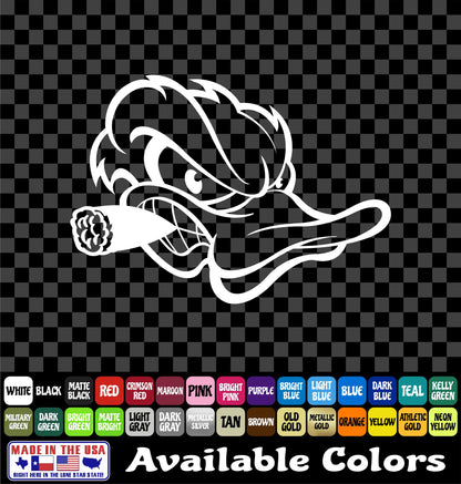 Angry Duck Head Cigar Sticker Mascot Waterfowl Hunting Vinyl Decal