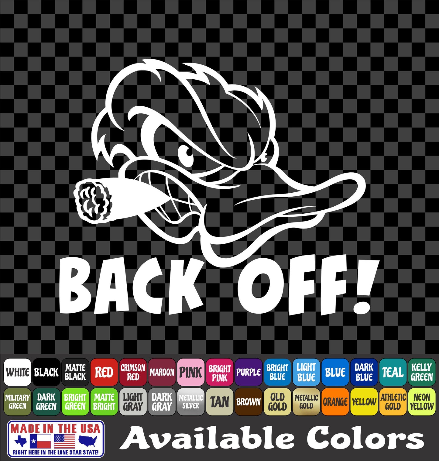Back Off! Angry Duck Head Cigar Sticker Waterfowl Fun Vinyl Decal