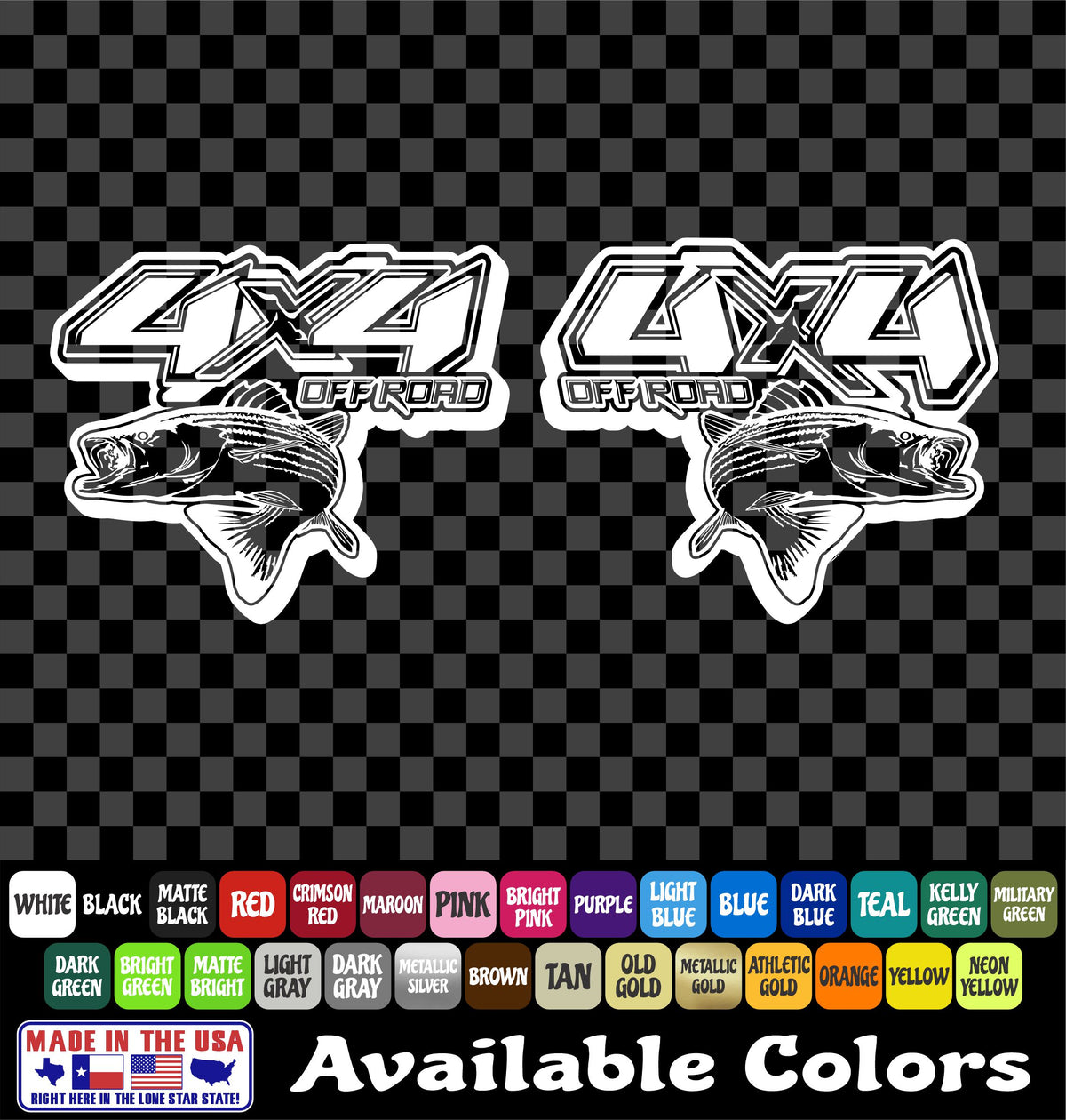 4x4 Off-Road Striper Fish Vinyl Decal