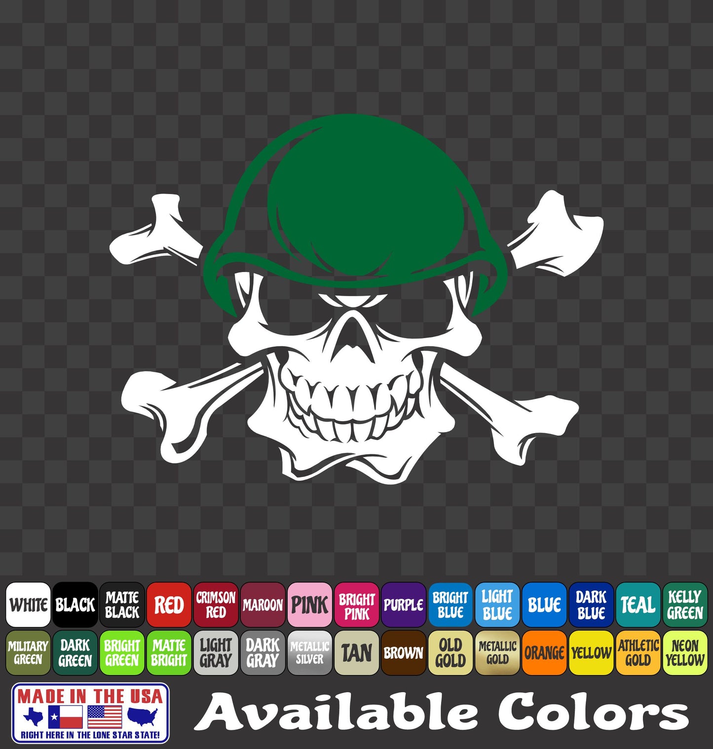 Skull Decal Military Helmet Skeleton Army Bones Vinyl Sticker 2 color