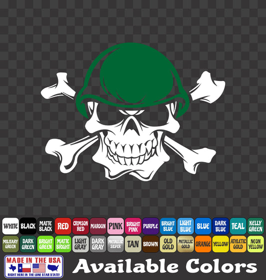Skull Decal Military Helmet Skeleton Army Bones Vinyl Sticker 2 color