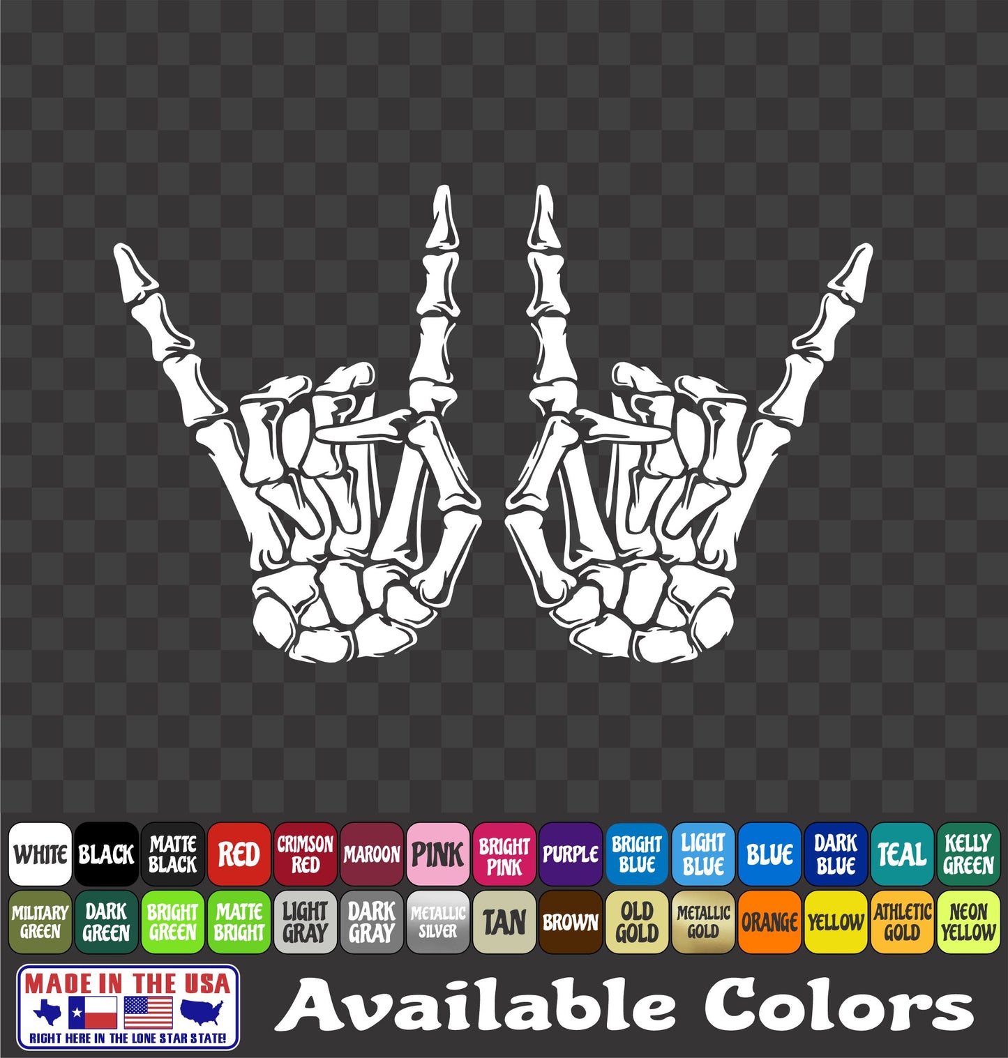 Skeleton Hand Metal Horns Sticker Rock and Roll Skull Decal
