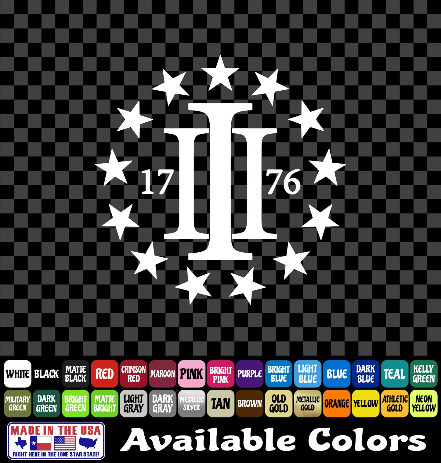 1776 Patriot  Decal Sticker Car Truck Vinyl