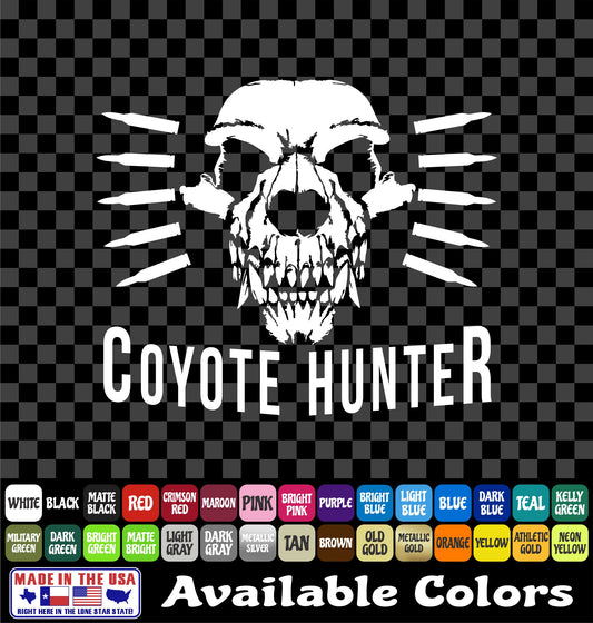 Coyote Hunter Skull Vinyl Decal – Predator Hunting Sticker