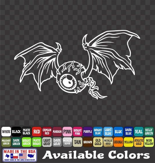 Eyeball Wings Sticker Scary Halloween Flying Eye Bat Zombie Vinyl Decal