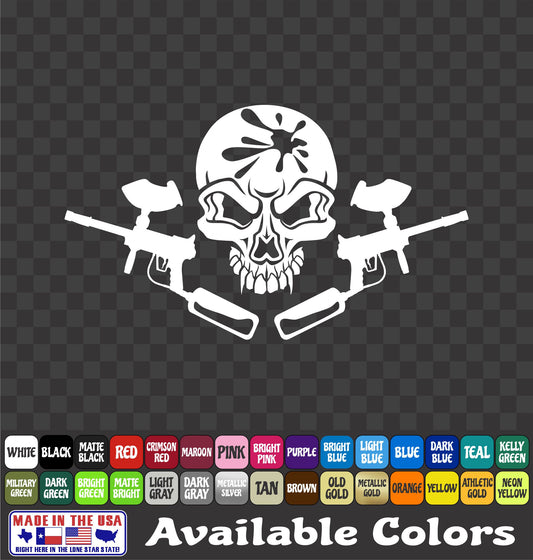 Paintball Marker Sticker Shooting Skull Splat Sport Fun Vinyl Decal