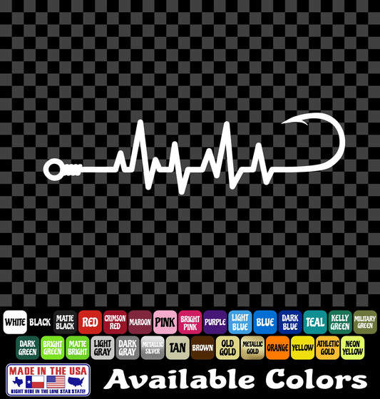 Fishing Hook Heartbeat Vinyl Decal